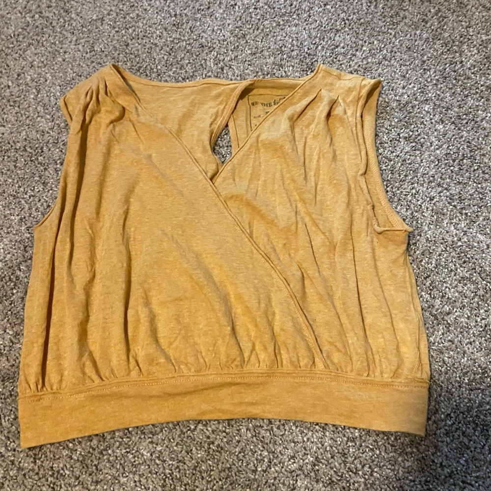 Free People Cropped Yellow cutout top